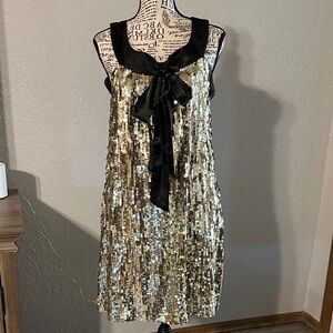Glamorous Black and Gold Sequin Mini Dress